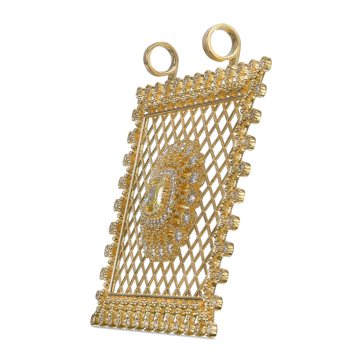 Fancy Intense Yellow Cushion Diamond Pendant