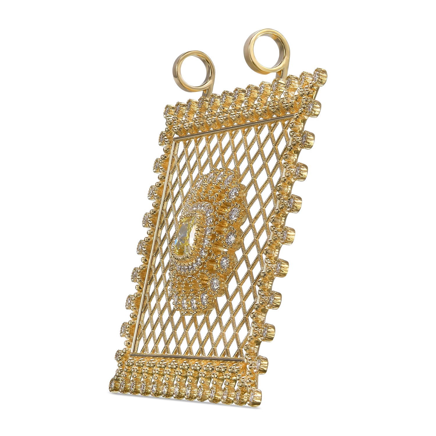 Fancy Intense Yellow Cushion Diamond Pendant