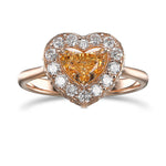 Fancy Intense Yellow Orange Heart Halo Diamond Ring