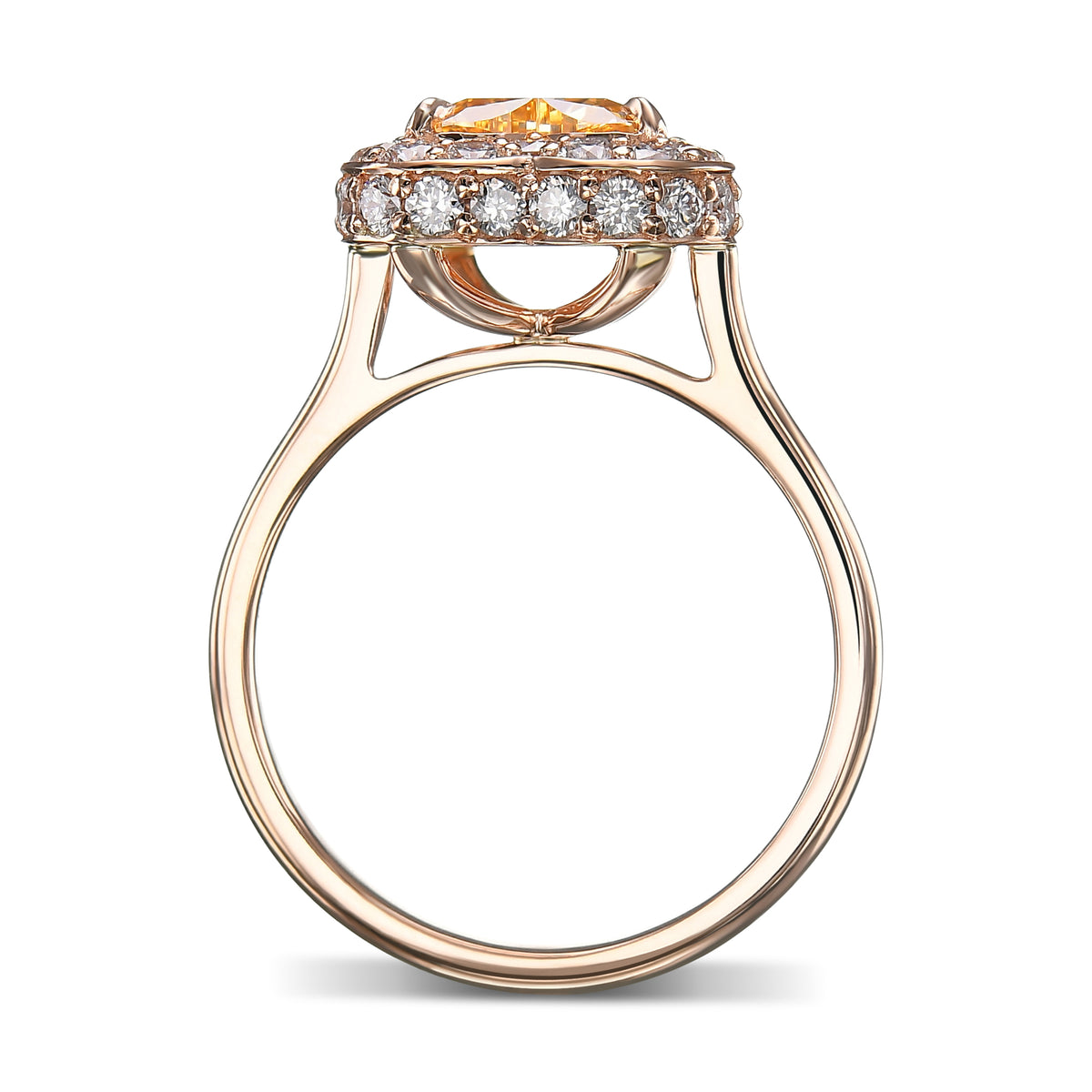 Fancy Intense Yellow Orange Heart Halo Diamond Ring