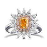 Fancy Vivid Yellowish Orange Radiant Halo Diamond Ring