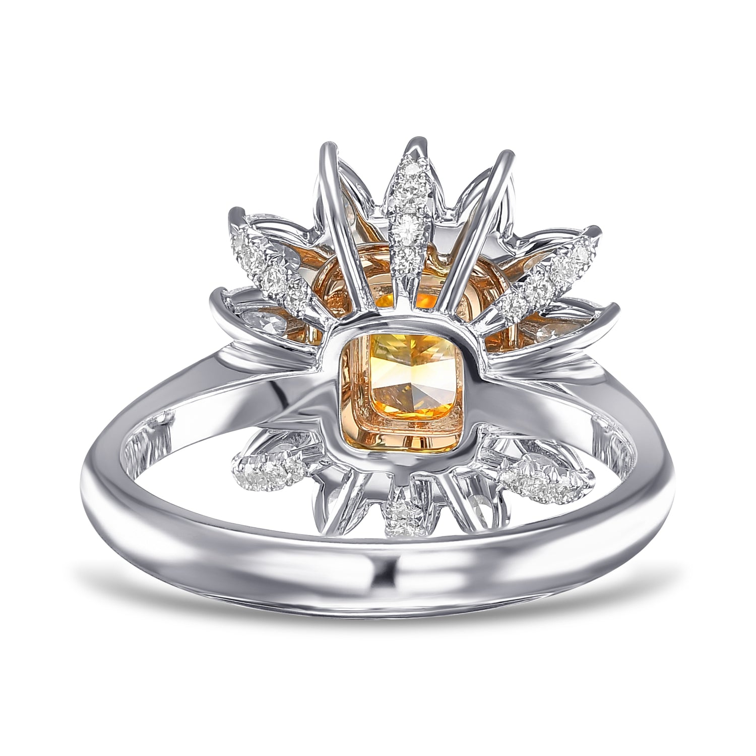 Fancy Vivid Yellowish Orange Radiant Halo Diamond Ring