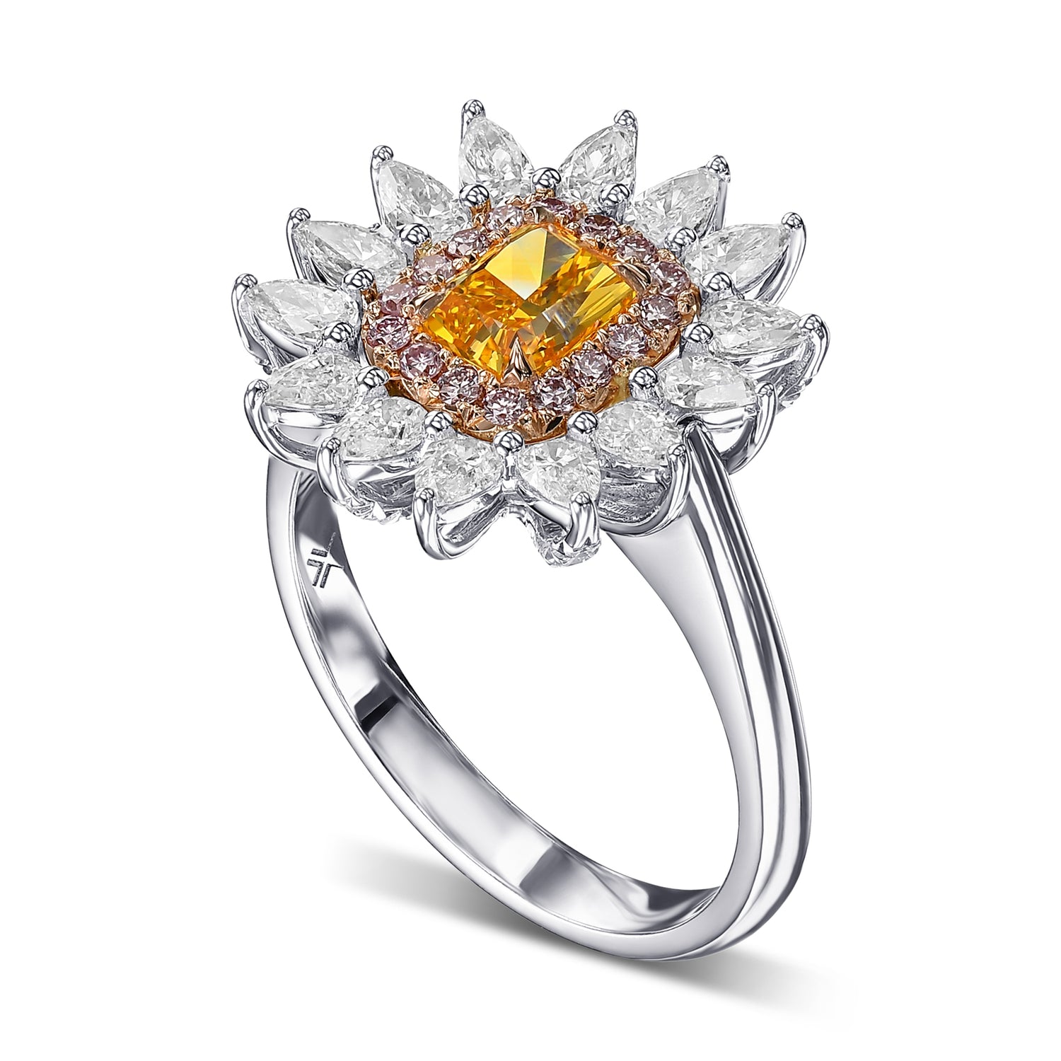Fancy Vivid Yellowish Orange Radiant Halo Diamond Ring