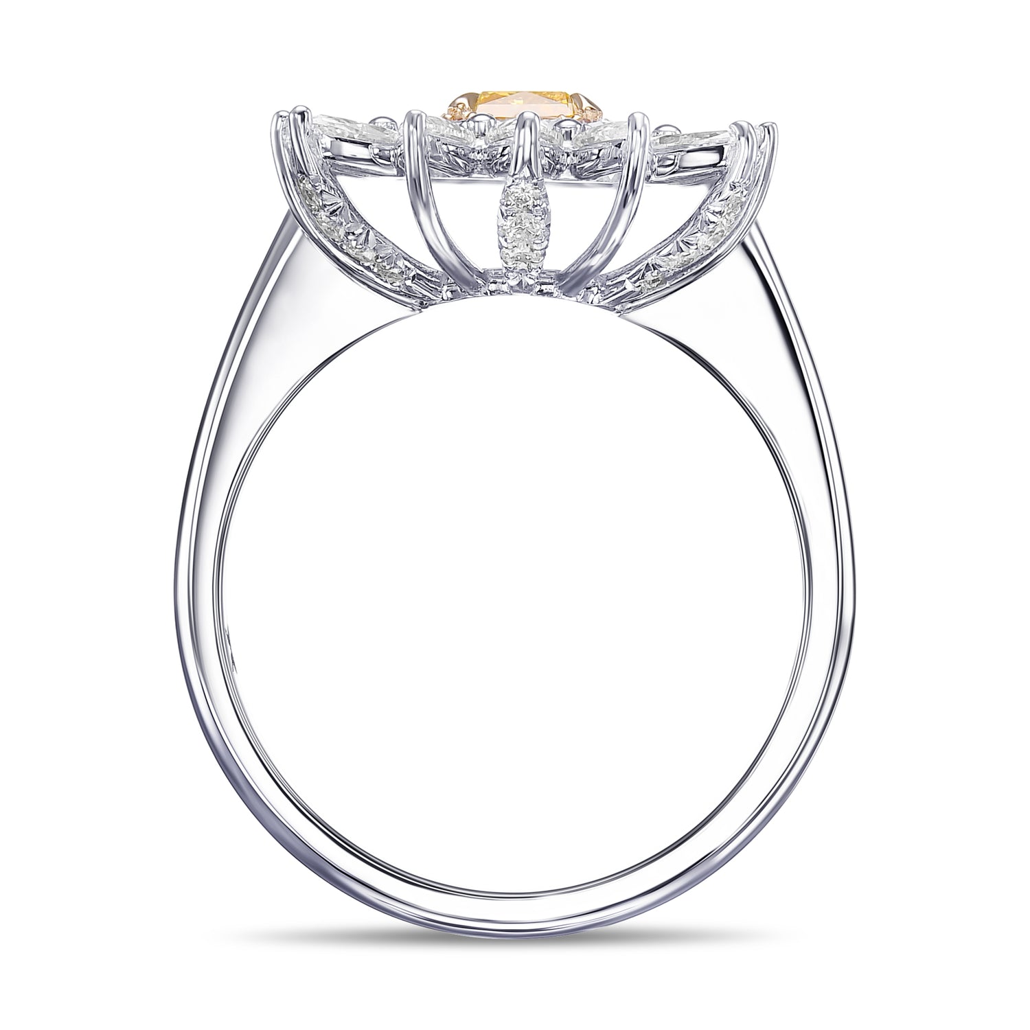 Fancy Vivid Yellowish Orange Radiant Halo Diamond Ring