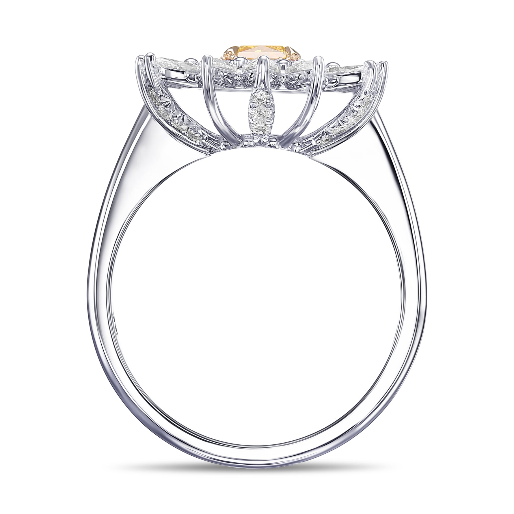 Fancy Vivid Yellowish Orange Radiant Halo Diamond Ring