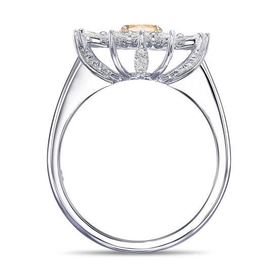 Fancy Vivid Yellowish Orange Radiant Halo Diamond Ring
