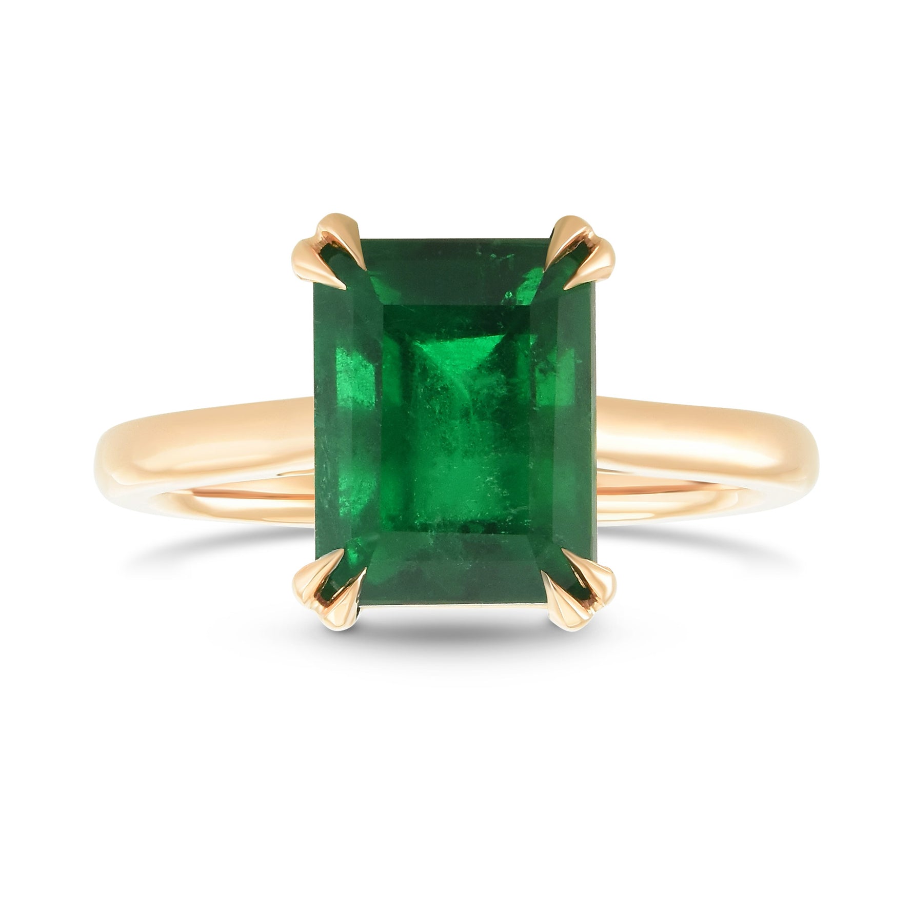 Green Colombian Emerald Solitaire Ring