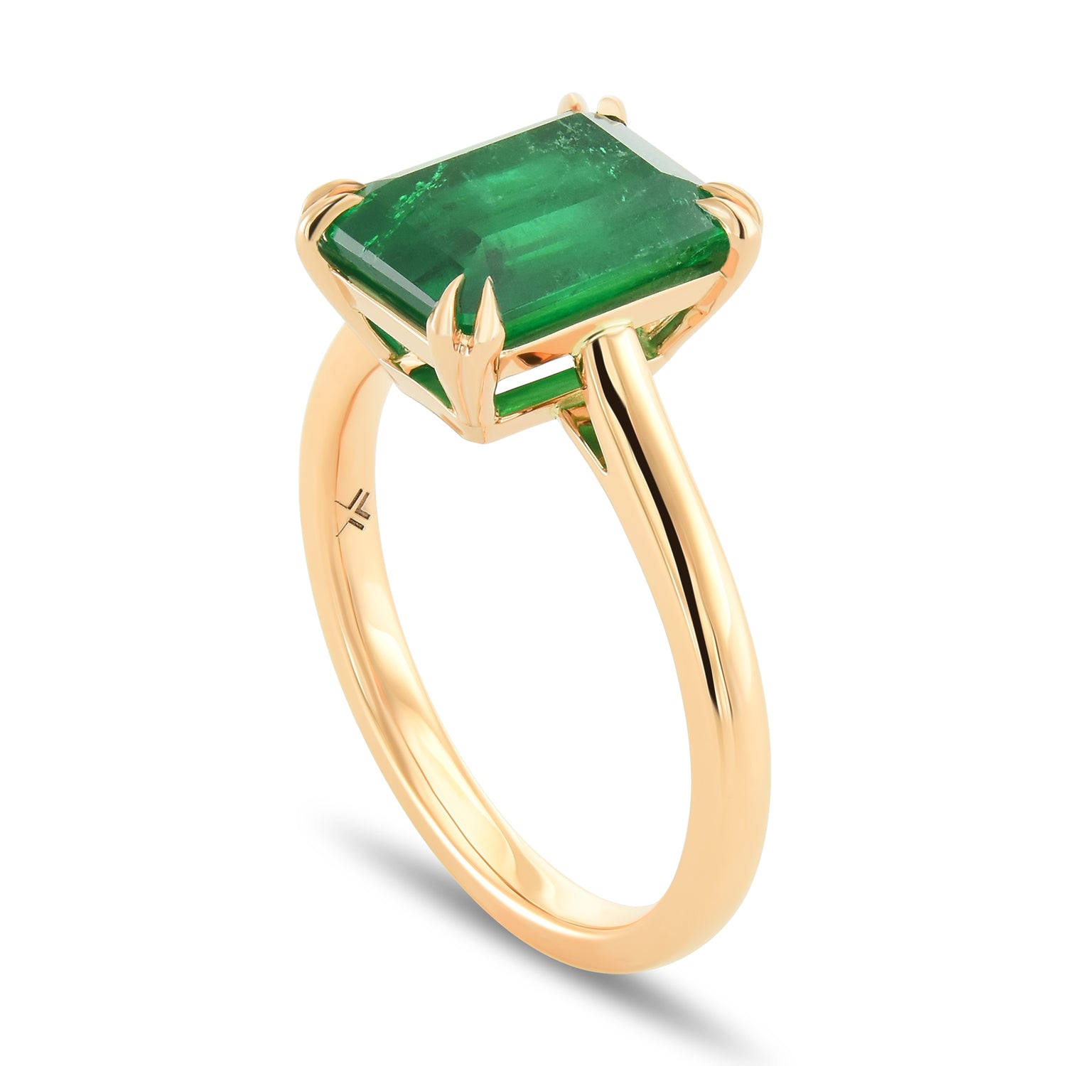 Green Colombian Emerald Solitaire Ring