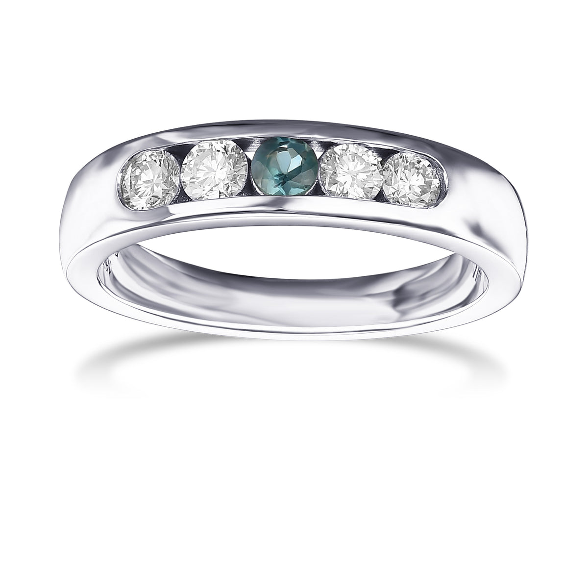 5 Stone Alexandrite and Diamond Band Ring