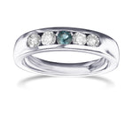 5 Stone Alexandrite and Diamond Band Ring