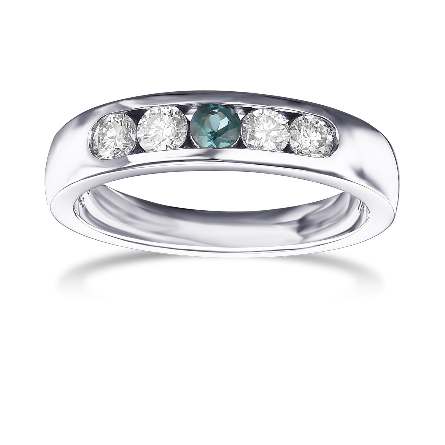 5 Stone Alexandrite and Diamond Band Ring