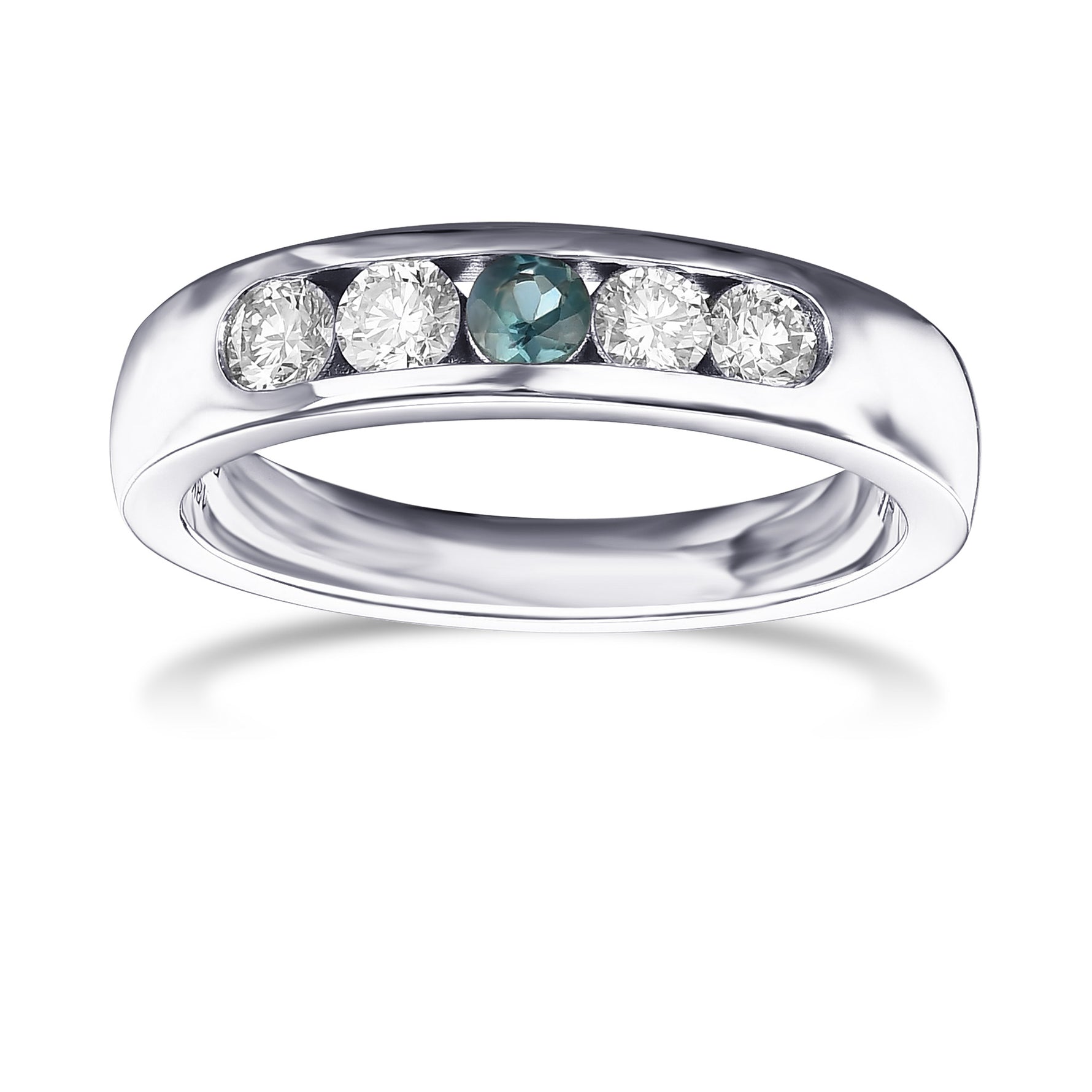 5 Stone Alexandrite and Diamond Band Ring