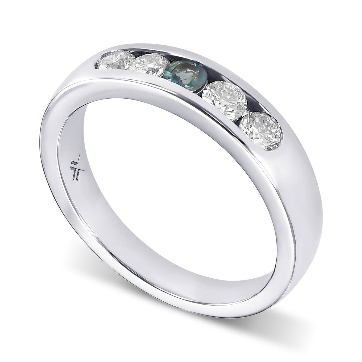 5 Stone Alexandrite and Diamond Band Ring