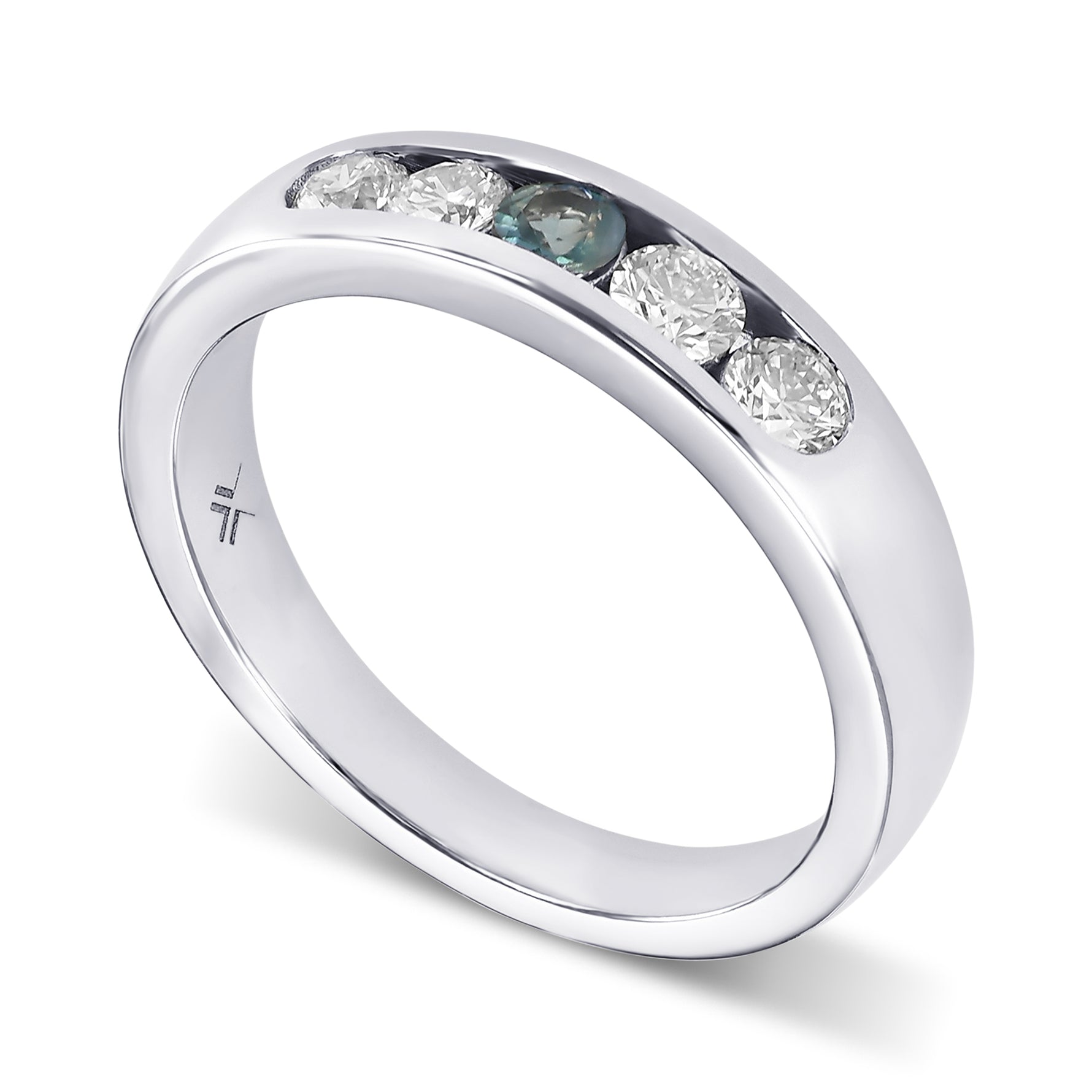 5 Stone Alexandrite and Diamond Band Ring