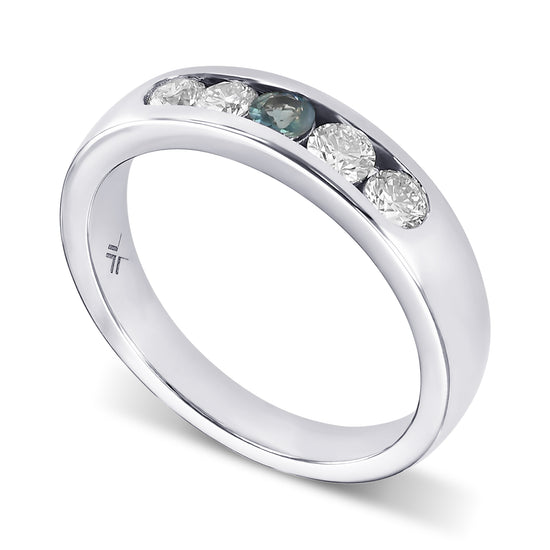 5 Stone Alexandrite and Diamond Band Ring