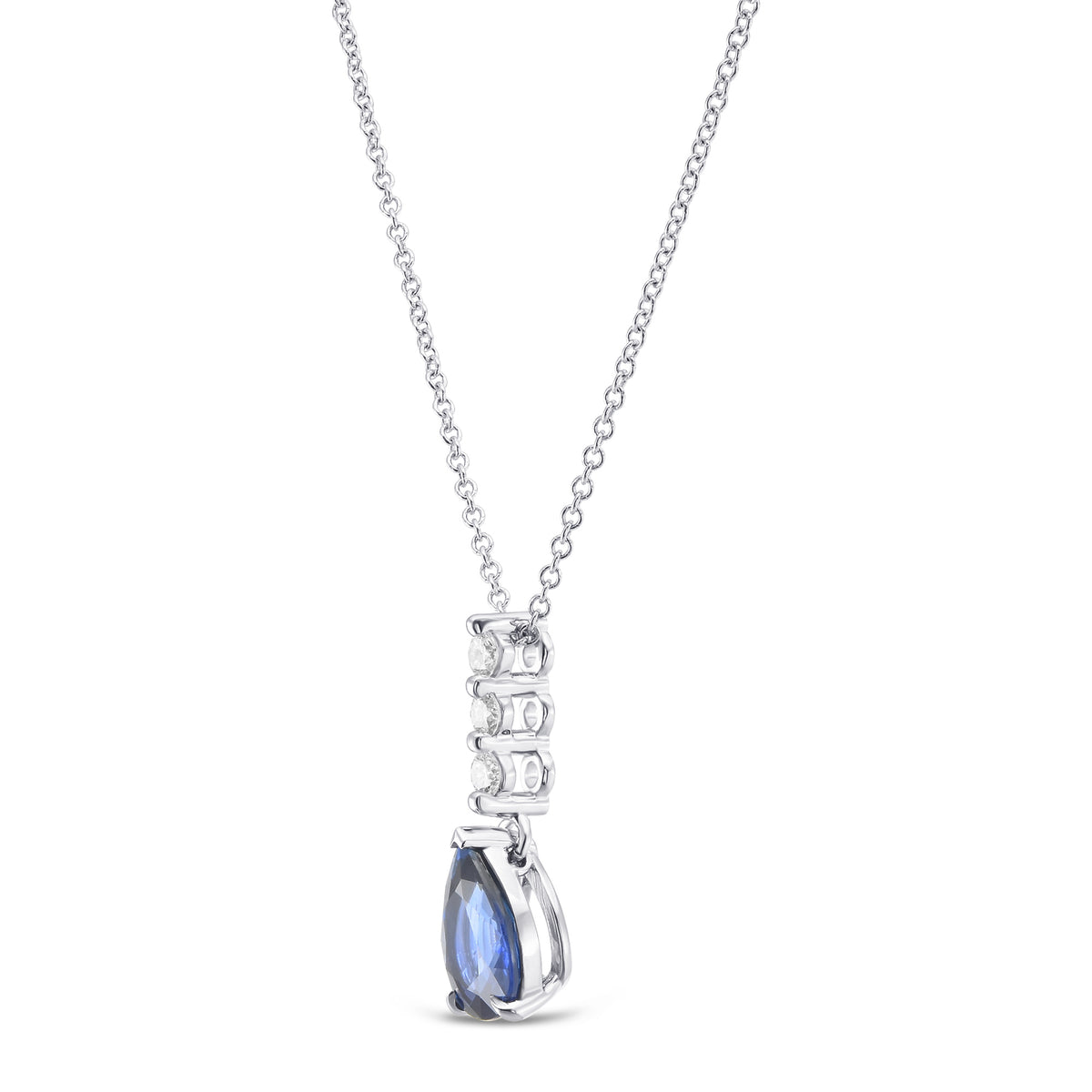 Pear Sapphire and Diamond Drop Pendant