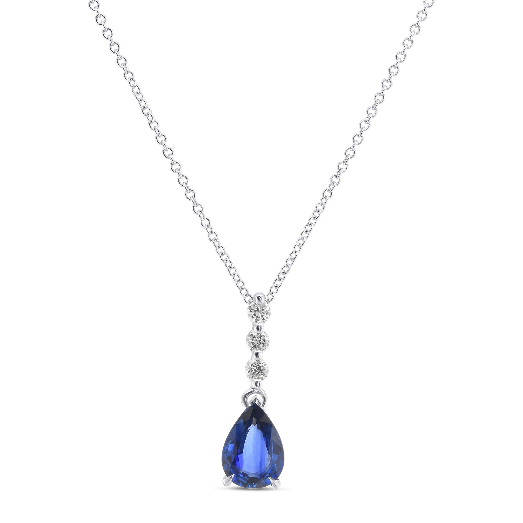 Pear Sapphire and Diamond Drop Pendant