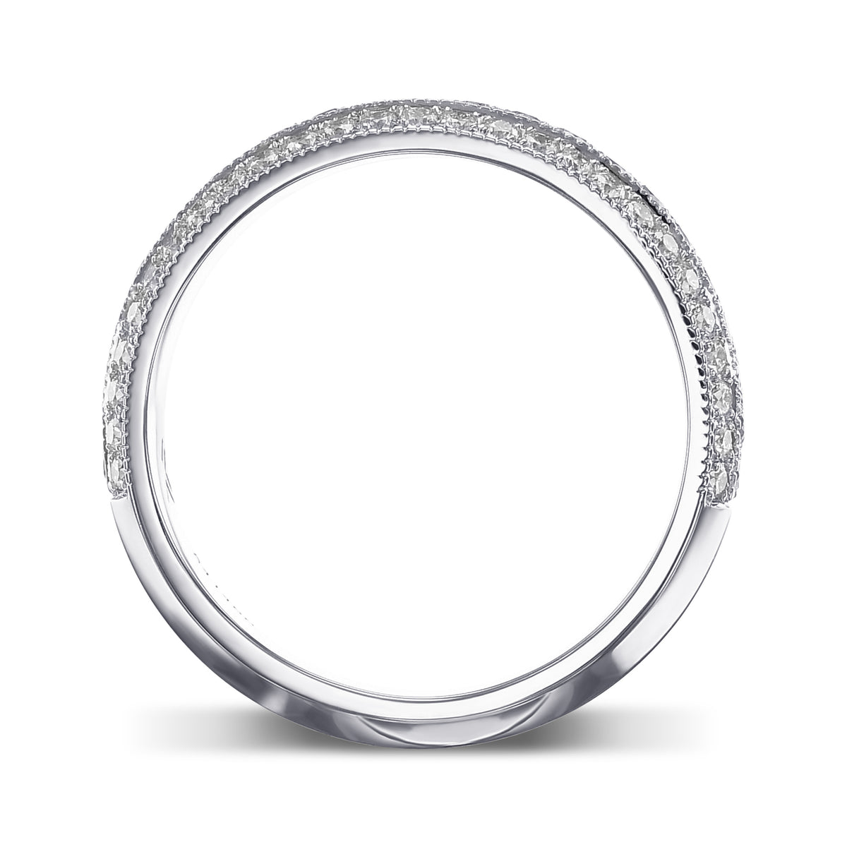  Fancy Light Pink and White Pave Diamond Milgrain Wedding Band