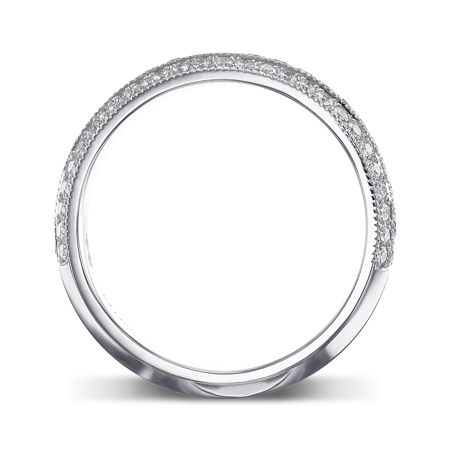  Fancy Light Pink and White Pave Diamond Milgrain Wedding Band