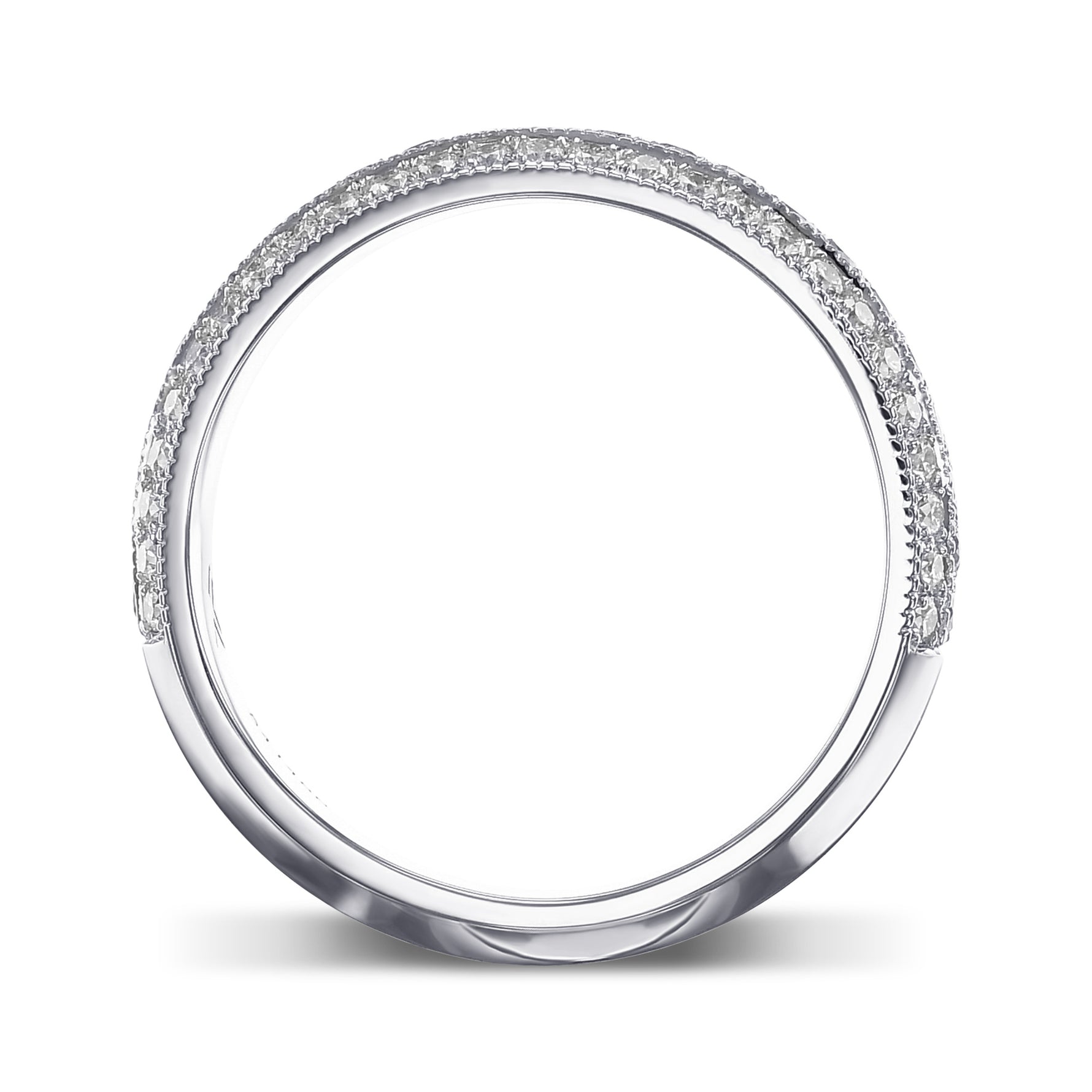  Fancy Light Pink and White Pave Diamond Milgrain Wedding Band