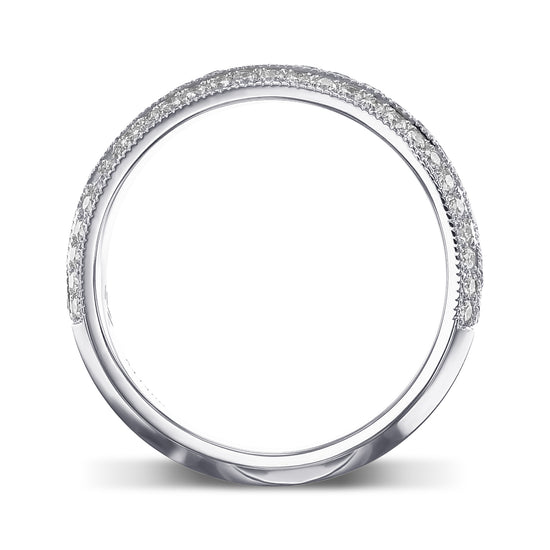  Fancy Light Pink and White Pave Diamond Milgrain Wedding Band