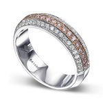  Fancy Light Pink and White Pave Diamond Milgrain Wedding Band