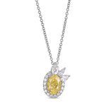 Fancy Yellow Oval Diamond Halo Pendant