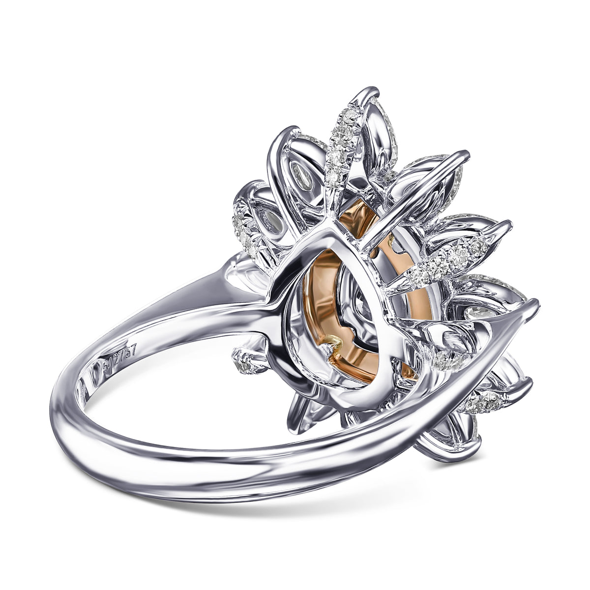 Fancy Dark Gray Yellowish Green Pear Halo Diamond Ring