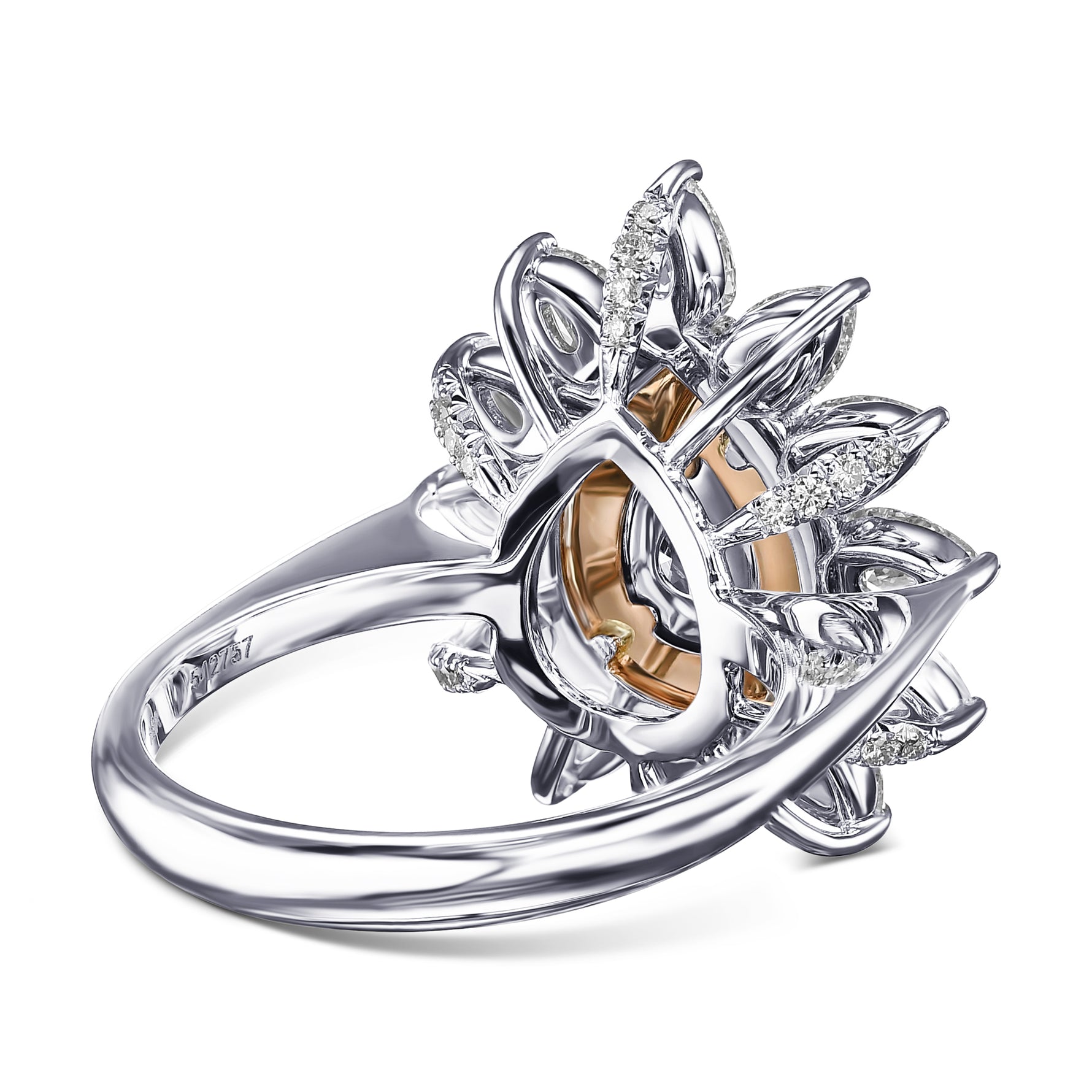 Fancy Dark Gray Yellowish Green Pear Halo Diamond Ring