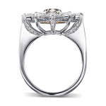 Fancy Dark Gray Yellowish Green Pear Halo Diamond Ring