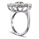 Fancy Dark Gray Yellowish Green Pear Halo Diamond Ring