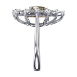 Fancy Dark Gray Yellowish Green Pear Halo Diamond Ring