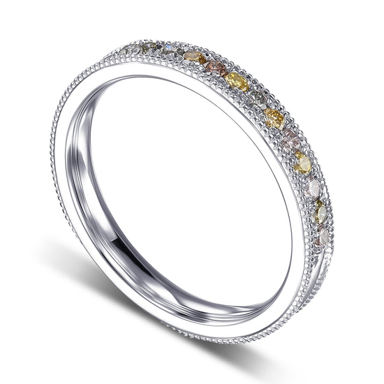 Milgrain Multicolored Diamond Stackable Band Ring