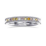 Milgrain Multicolored Diamond Stackable Band Ring
