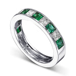 Channel Princess-cut Diamond & Emerald and Half Eternity Band