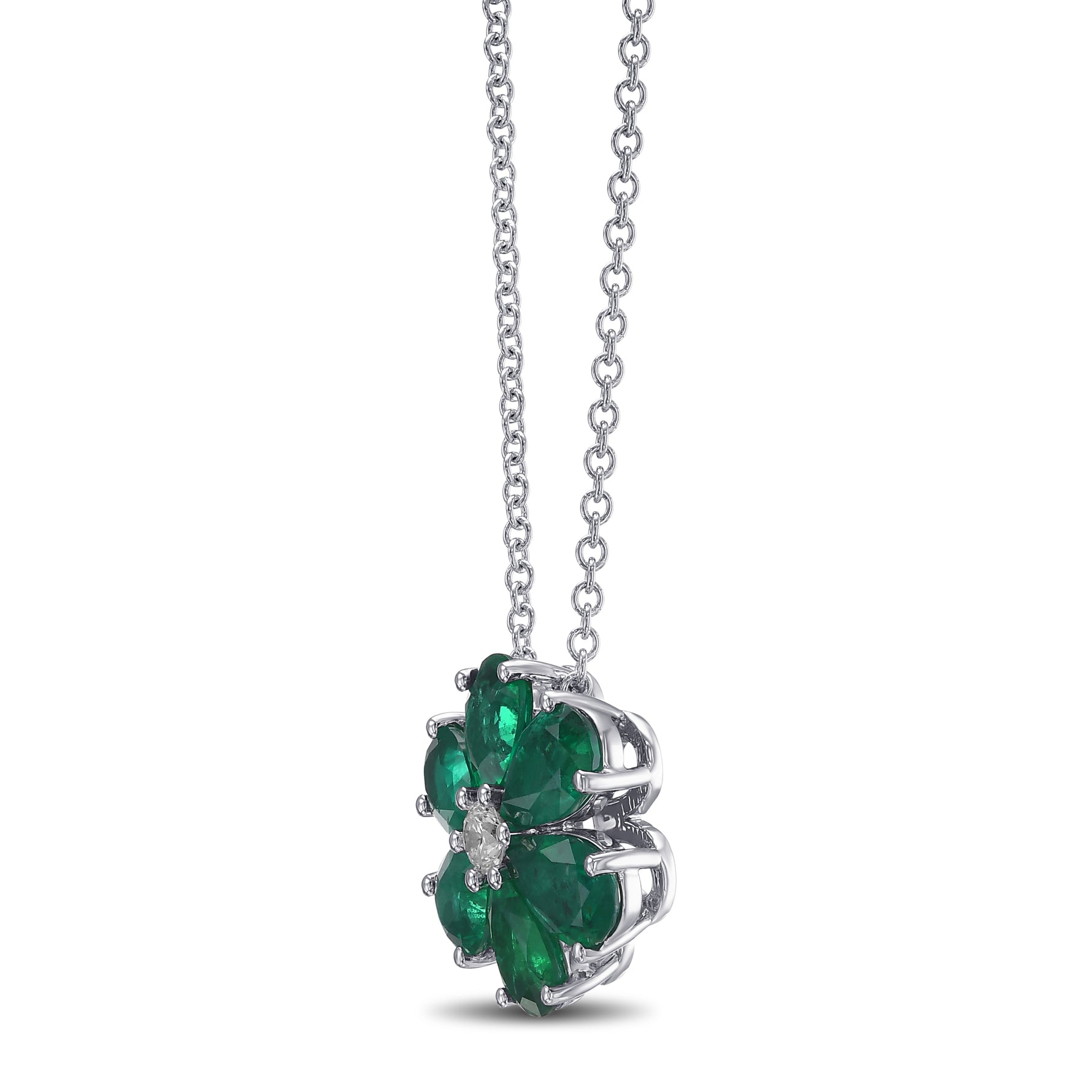 Pear Emerald Floral Pendant