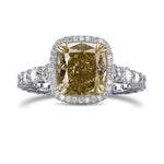 Fancy Brownish Yellow Cushion Halo Diamond Ring 