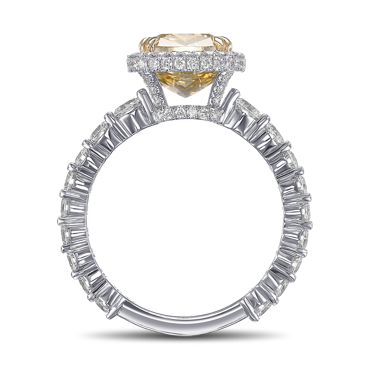 Fancy Brownish Yellow Cushion Halo Diamond Ring 