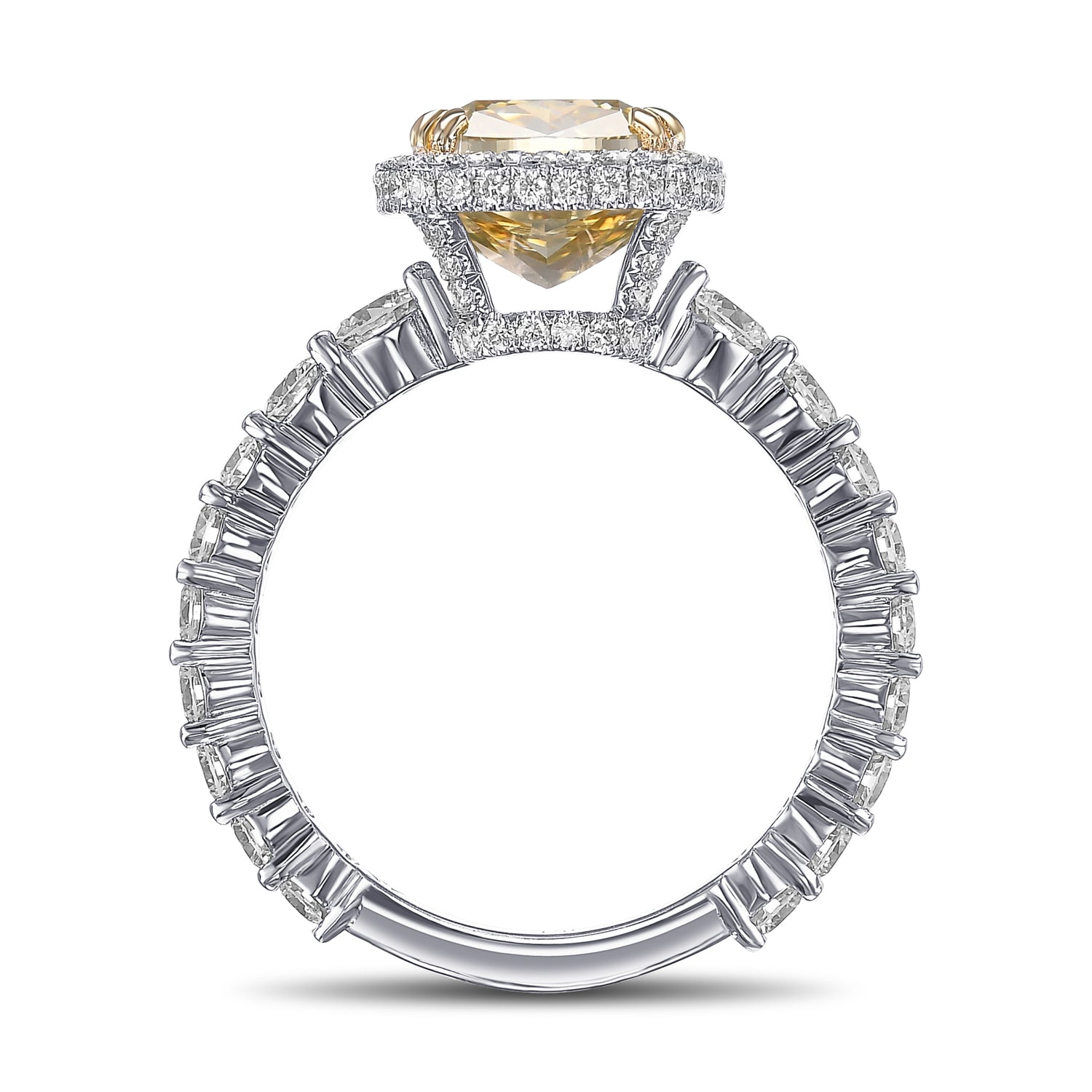 Fancy Brownish Yellow Cushion Halo Diamond Ring 