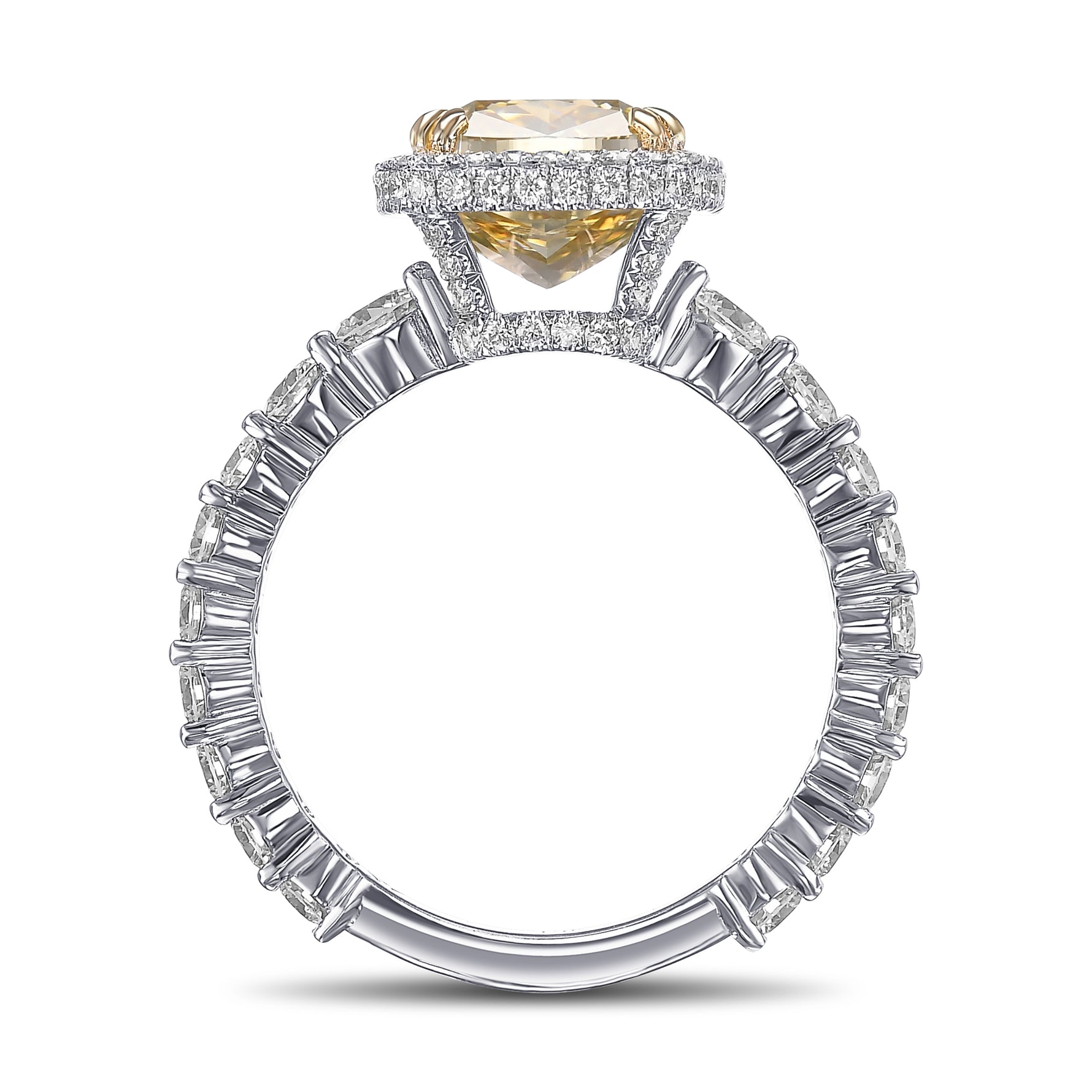 Fancy Brownish Yellow Cushion Halo Diamond Ring 