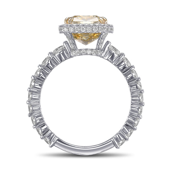 Fancy Brownish Yellow Cushion Halo Diamond Ring 