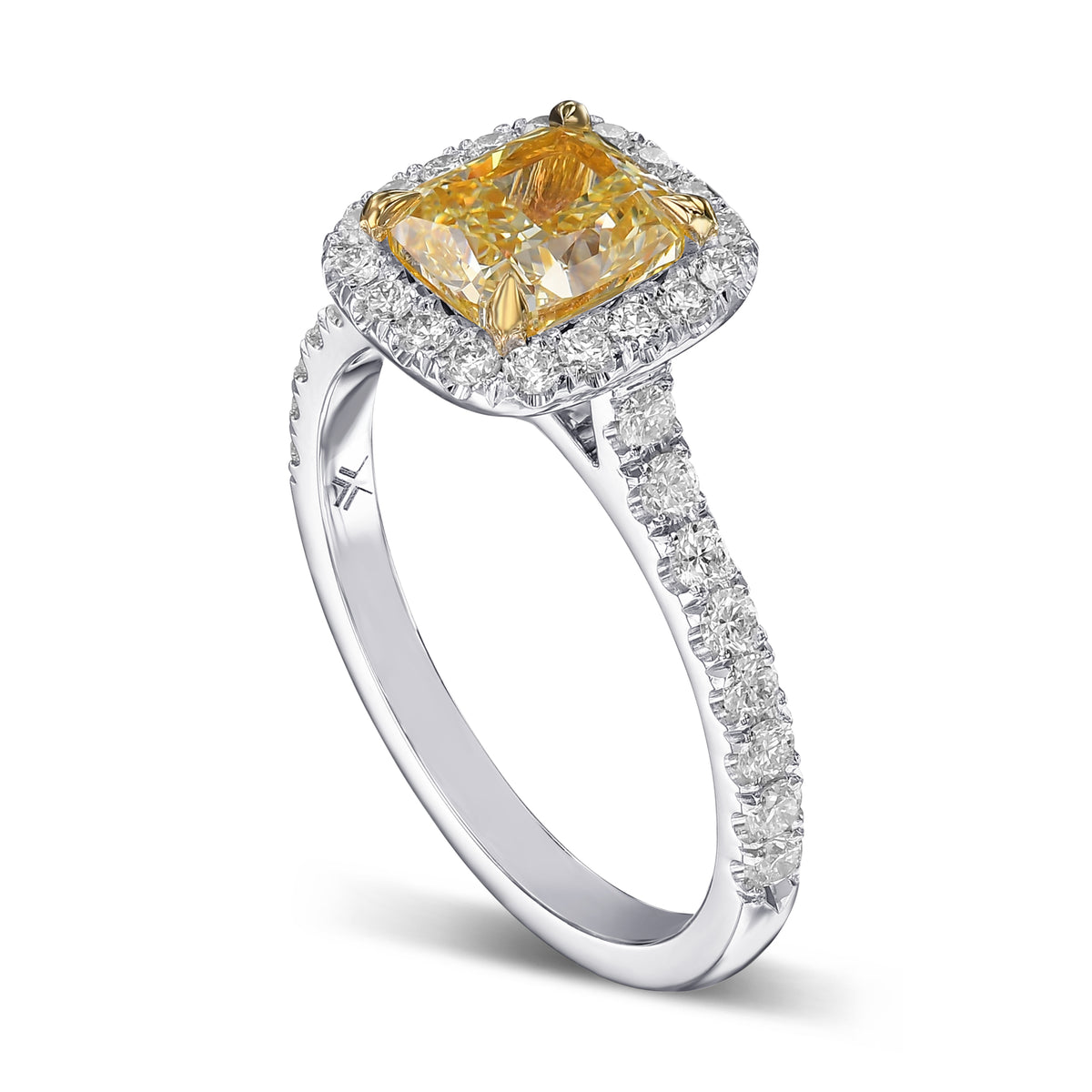Fancy Yellow Cushion Halo Diamond Ring