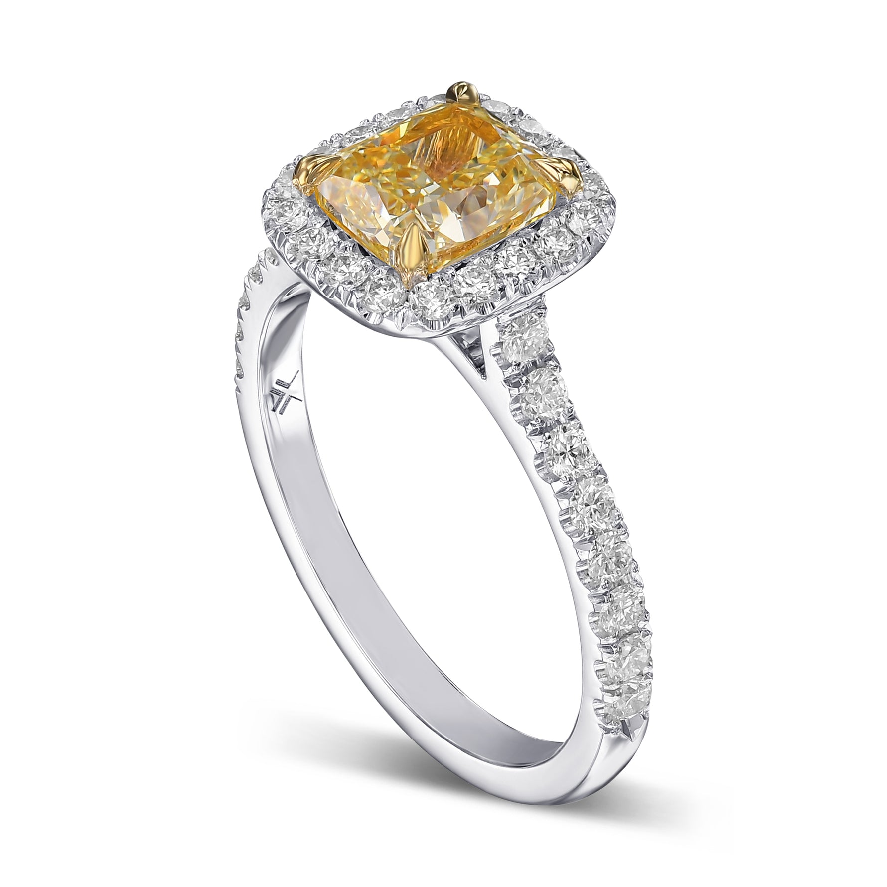 Fancy Yellow Cushion Halo Diamond Ring