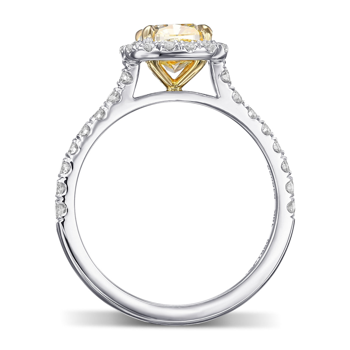 Fancy Yellow Cushion Halo Diamond Ring