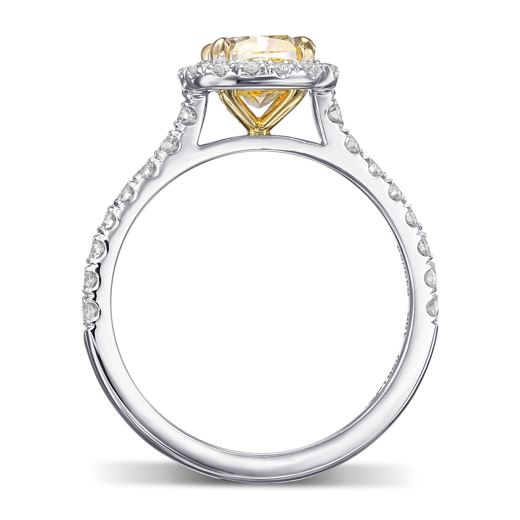 Fancy Yellow Cushion Halo Diamond Ring