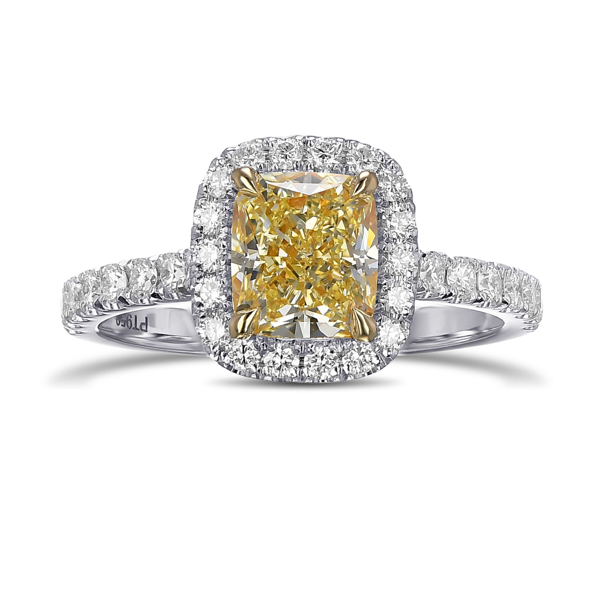 Fancy Yellow Cushion Halo Diamond Ring