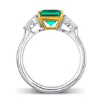 Muzo Emerald & Pear Diamond 3 Stone Ring