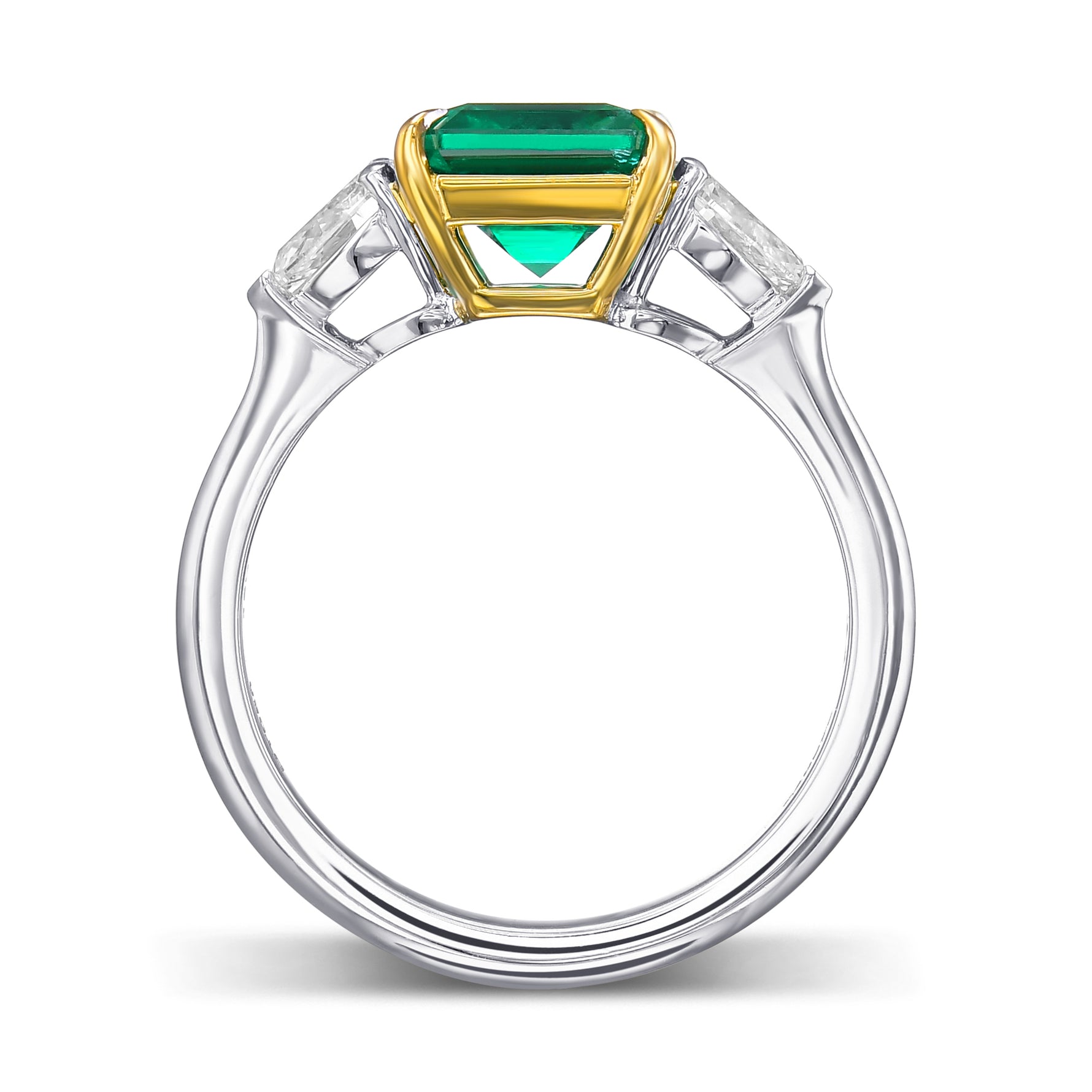 Muzo Emerald & Pear Diamond 3 Stone Ring
