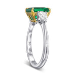 Muzo Emerald & Pear Diamond 3 Stone Ring