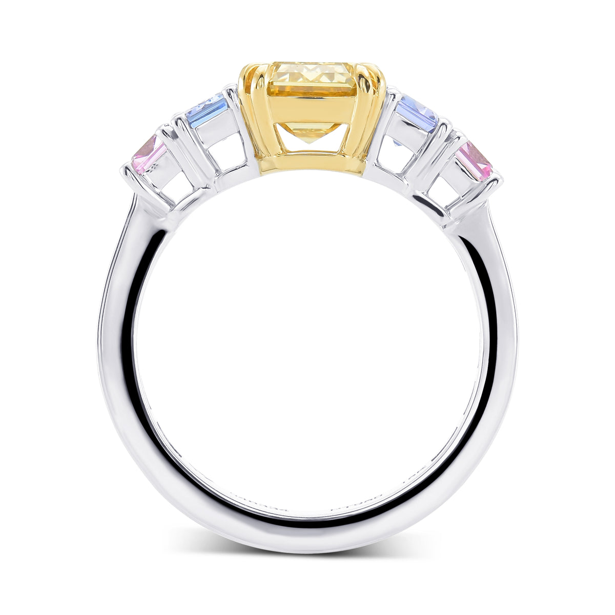 Fancy Deep Brownish Yellow Emerald Side-stone Diamond Ring